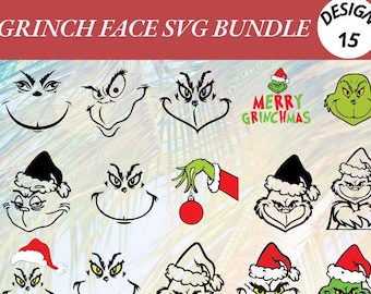 Grinch Face SVG Bundle: Christmas Clipart (Digital Download)
