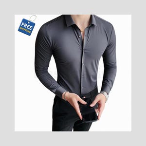 Plus Size Seamless Long Sleeve Shirt: Slim Fit, High Stretch