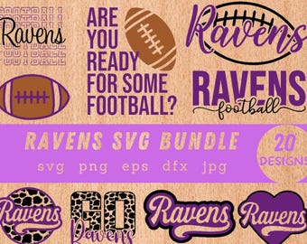Paquete SVG de fútbol americano de los Ravens: diseños de equipos deportivos (descarga digital)