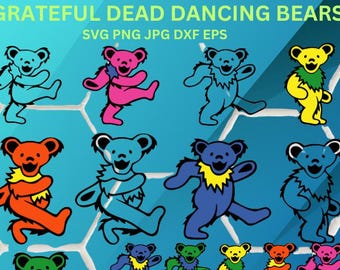 Grateful Dead Dancing Bears SVG, PNG, DXF, Clipart (Digital Download)