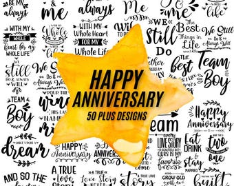 Anniversary SVG Bundle: Cake Topper Cut Files, Icons (Digital Download)