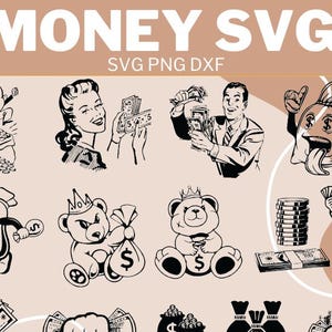 Clip Art simbolo del dollaro, SVG dollaro, SVG borsa Monay, Bundle SVG simbolo del dollaro, File di taglio simbolo del dollaro, Vettore borsa soldi, Cricut simbolo del dollaro, Png