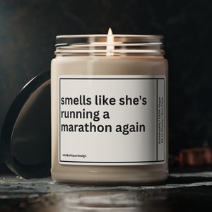 Vela de corredor personalizada - presente de corredor de maratona - cheira como se ela estivesse correndo uma maratona - 1ª maratona - lembrança de meia maratona
