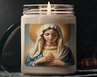 Immaculate Heart of Mary Prayer Candle, Religious Devotional Candle, Christian Home Decor, Gifts for Prayer & Meditation