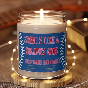Atlanta Braves Victory Feier Kerze 100% Soja handgefertigt, perfekt für Sportfans und Home Decor