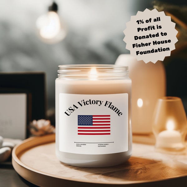 Patriotic USA Victory Flame Candle - Soy Wax, Handmade, Perfect for Fourth of July & Memorial Day Decor