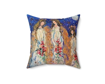Engel Blau Quadrat Kissen Himmlisches Baumwollkissen Dekoratives Dekokissen für Sofa Bed Angelic Home Decor Akzent Geburtstag Geschenkidee