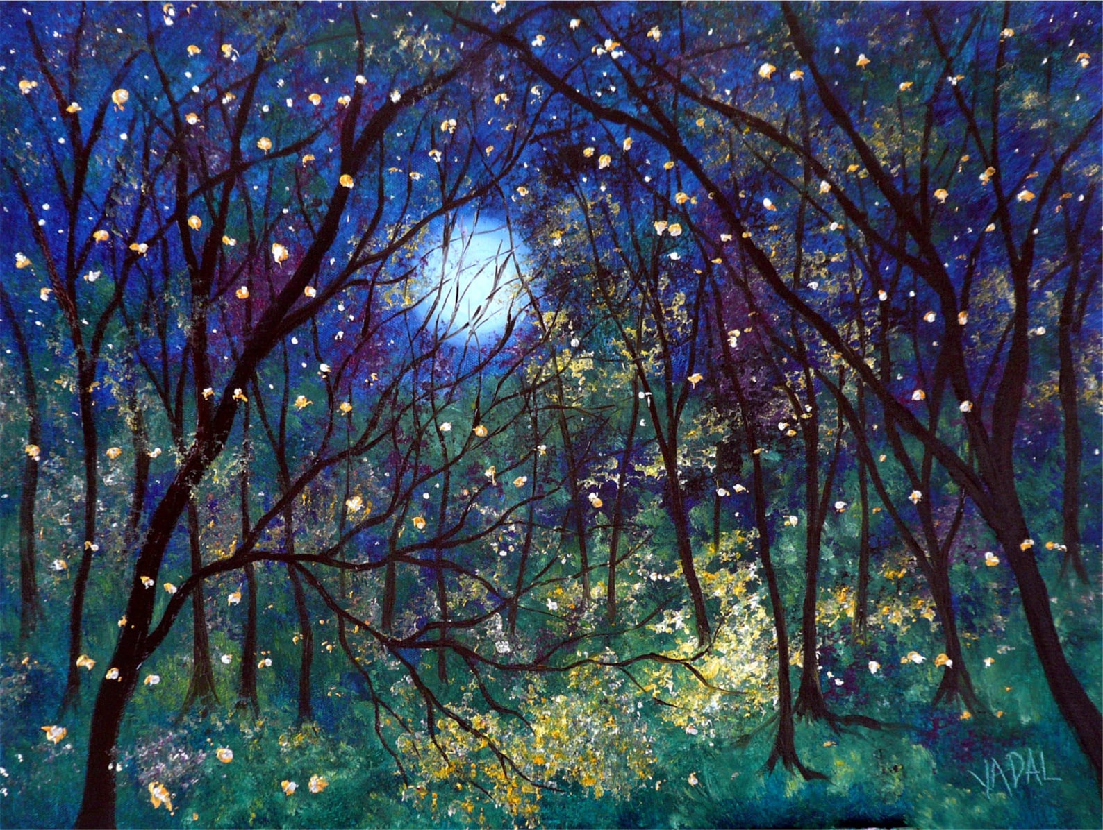 Ночью деревья спят. Ночь живопись. Светлячки живопись. Деревья ночью живопись. Весенняя ночь картина.