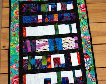 Modern Art Quilt Wall Hanging, Colorful Contemporary Quilt, Finished Handmade Quilt