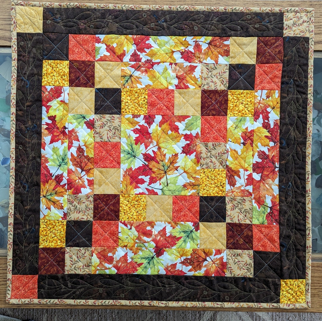 Autumn Quilted Table Topper or Wall Hanging, Fall Leaves - Etsy