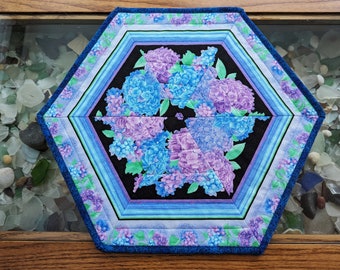 Hexagon Quilted Table Topper, Floral Table Decor