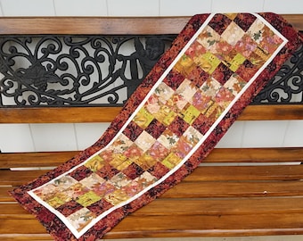 Fall Patchwork Table Runner, Autumn Table Runner, Warm Colors Table Topper, Table Decor