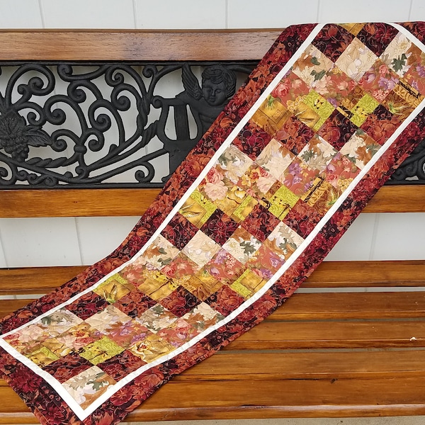 Fall Patchwork Table Runner, Autumn Table Runner, Warm Colors Table Topper, Table Decor