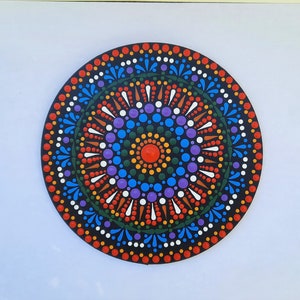 Dot Mandala Painting: Hand Painted Acrylic Wooden Disk