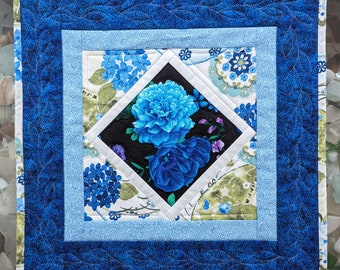 Small Floral Quilted Table Topper or Wall Hanging