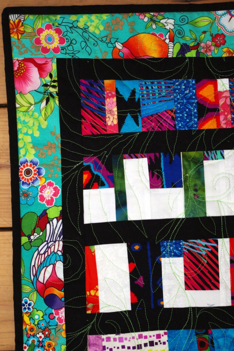 Modern Art Quilt Wall Hanging, Colorful Contemporary Quilt, Finished Handmade Quilt image 4