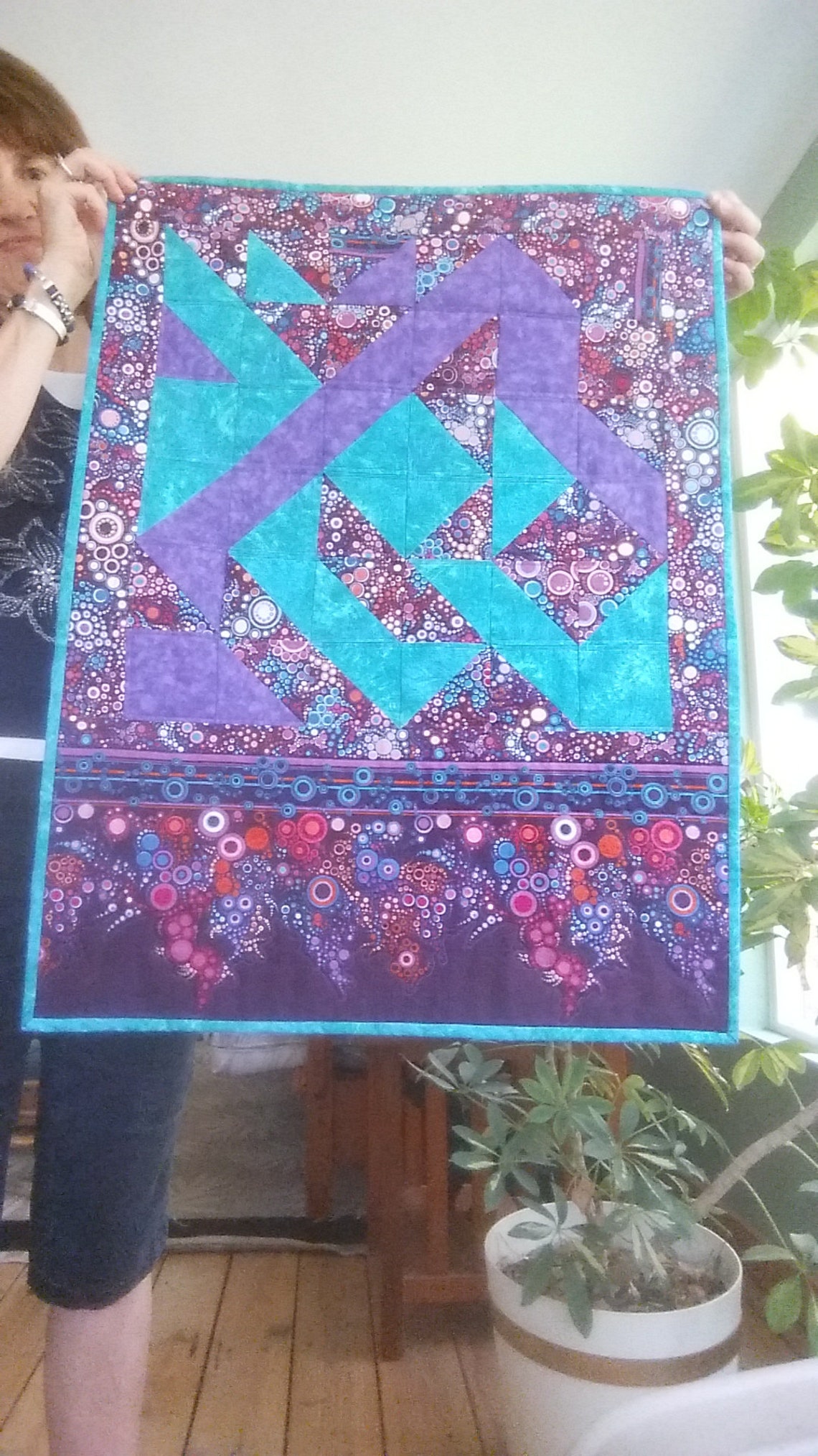 Modern Bubbles Purple Aqua Wall Hanging Purple Wall Hanging Etsy