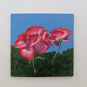 Original Acrylic Rose Painting, Hand Painted Roses