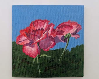 Original Acrylic Rose Painting, Hand Painted Roses