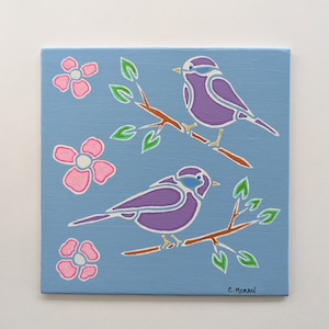 Hand Painted Bird Painting, Original Acrylic Painting, Artwork