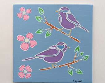 Hand Painted Bird Painting, Original Acrylic Painting, Artwork