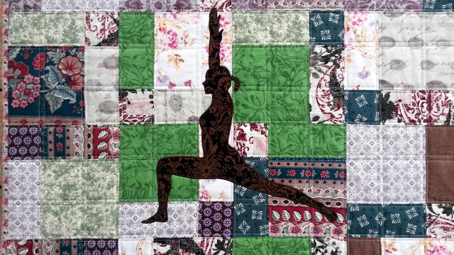 Yoga Pose Quilted Wall Hanging Yoga Quilt Warm Colors Yoga Etsy