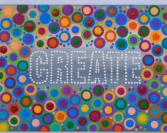 Create Rainbow Mandala Dot Painting, Original Acrylic Painting, Artwork