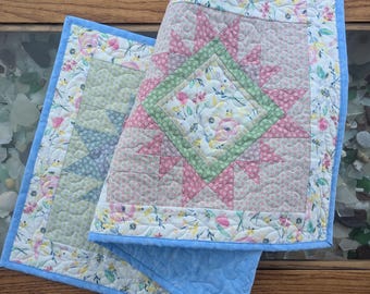 Pastel Star Patchwork Quilted Table Runner