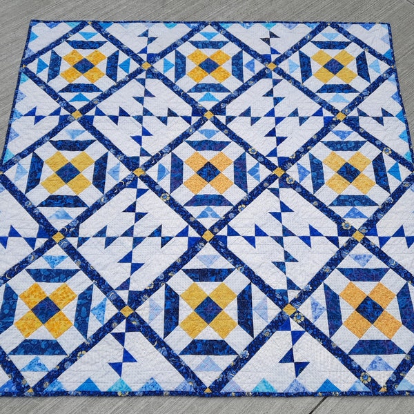 Blue Yellow Quilt Etsy