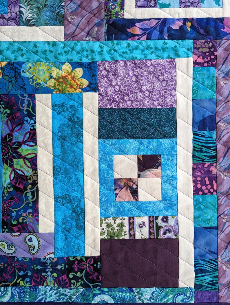 Modern Art Quilted Wall Hanging, Purple Aqua Textile Art Decor Etsy