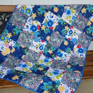 Floral Patchwork Crib Quilt: Handmade Cotton Baby Blanket