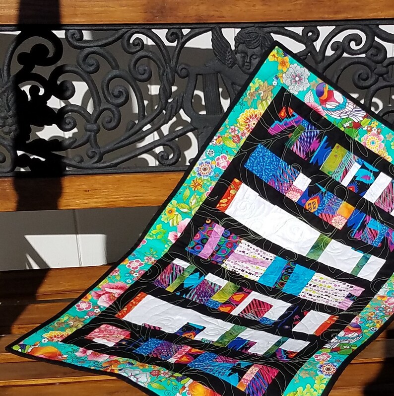Modern Art Quilt Wall Hanging, Colorful Contemporary Quilt, Finished Handmade Quilt image 2