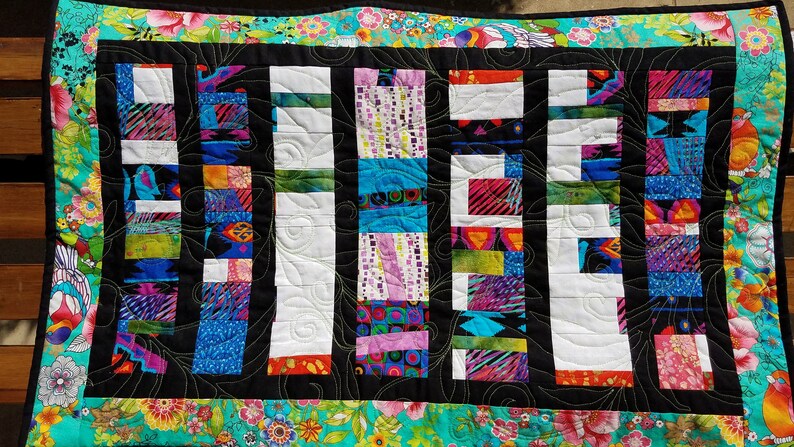 Modern Art Quilt Wall Hanging, Colorful Contemporary Quilt, Finished Handmade Quilt image 7