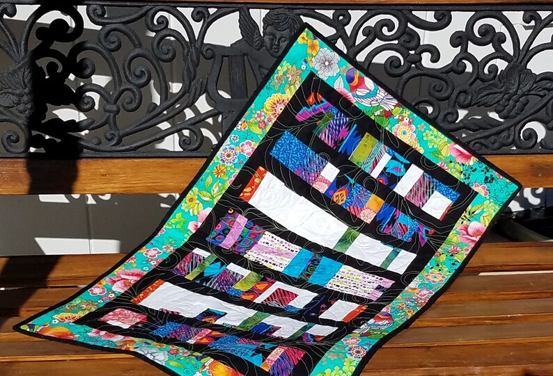 Modern Art Quilt Wall Hanging, Colorful Contemporary Quilt, Finished Handmade Quilt image 8