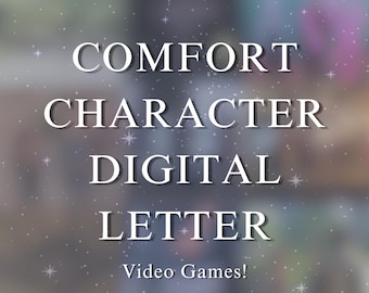 Può includere: Uno sfondo sfocato con testo bianco che recita "COMFORT CHARACTER DIGITAL LETTER Video Games!". Lo sfondo ha un effetto stellato con un mix di colori, tra cui viola, blu e verde.