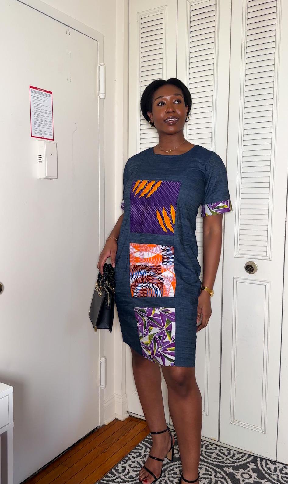 ankara denim dresses MARIE Ankara & Denim Wrap Dress