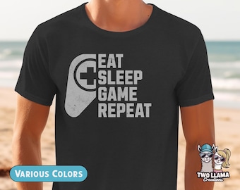 Eat Sleep Game Repeat T-Shirt, Gamer Gift, Game Controller Graphic Tee, Gaming Shirt for Men, Women, Video Game Lovers, Funny Gamer Shirt