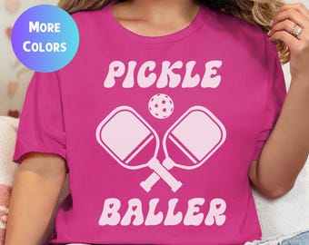 Pickle Baller T-Shirt, Fun Pickleball Tee, Trendy Sports Shirt, Gift for Pickleball Players, Retro Pickleball Lover Gift