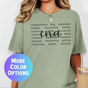 CNA Comfort Colors T-Shirt, Inspirational Graphic for Certified Nursing Assistants, Caring, Gift For Healthcare Workers, Nursing Student Top