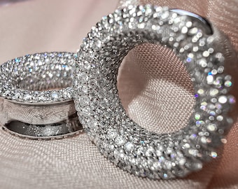 Squisiti calibri per orecchie con diamanti tempestati di moissanite - Tunnel in oro 10k per orecchie allungate, lussuosi gioielli per il corpo