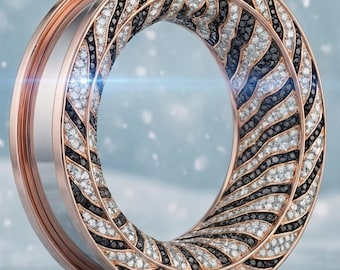 SOVEREIGN SPIRAL™ – Calibro auricolare con pavé di moissanite di qualità diamante incastonato a mano / Lussuoso dilatatore a spirale