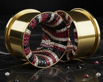 Crimson Serpent — Tappi a spirale in moissanite incastonati a mano in oro 10K