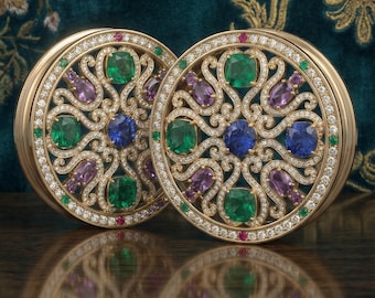VERDANT SOVEREIGN™ — Dilatatori auricolari di lusso con alone di smeraldo / Doppia svasatura / Moissanite di qualità diamante / Realizzati su ordinazione