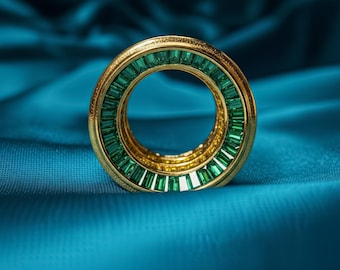 Dilatatori per orecchie con moissanite taglio baguette e smeraldo, in oro o argento, per lobi dilatati.