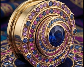 Calibri auricolari multipietra dorati / Gilded Dominion – Dilatatori auricolari di lusso a doppia svasatura reali