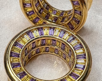 LAKERS HEART ™ – Dilatatori auricolari in moissanite a baguette / Dilatatori di lusso a doppia svasatura in oro massiccio o argento sterling (realizzati su ordinazione)