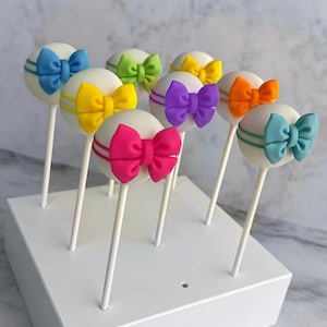 1 Dozen Rainbow Bow Cake Pops for Birthday Party Dessert Tables, Weddings, Bridal Showers, Party Favors, Baby Showers, Graduations