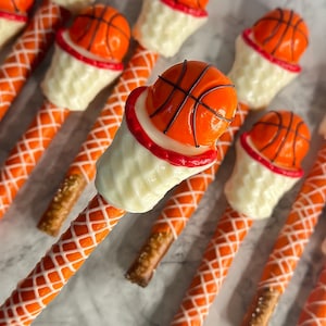Basketball Chocolate Covered Pretzels, Birthday Party Favors, 1 Dozen