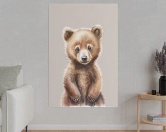 Cute Bear Canvas Art, Safari Nursery Decor, Safari Nursery Prints, Boho Nursery Wall Art, Safari Baby Animal Prints, Nursery Gift