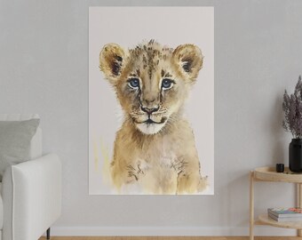 Cute Lion Canvas Art, Safari Nursery Decor, Safari Nursery Art, Boho Nursery Wall Art, Safari Baby Animal Prints, Nursery Gift